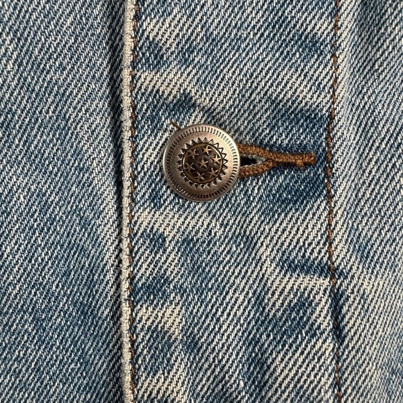 Dunbrooke Jacket Mens Large Blue Jean Barn Embroidered Leather Collared Vintage - Picture 14 of 16